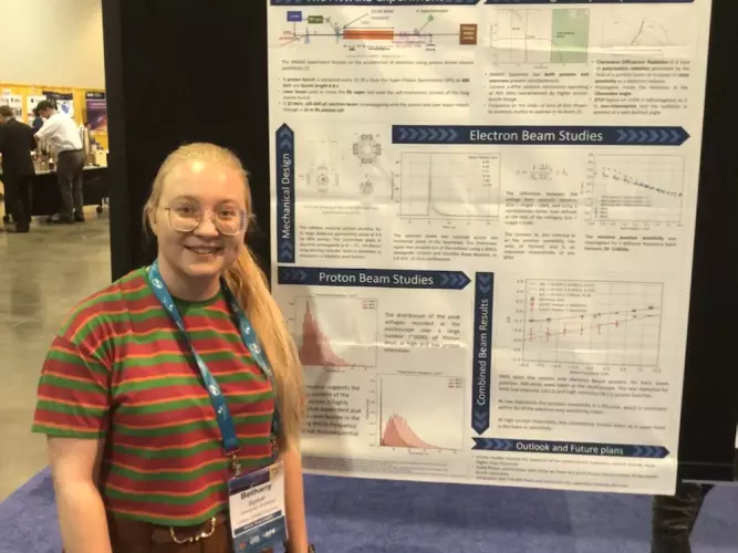 Bethany Spear presenting her poster at IPAC 2024